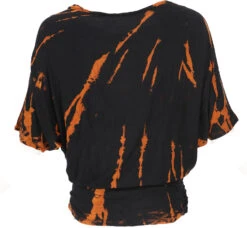 Batikshirt Mit Fledermausärmeln, Lockeres Batikoberteil, T-Shirt - Schwarz -Modebekleidungsgeschäft 35420 123batik tahailand 2023 35