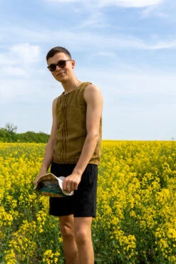 Ethno Tank Top Mit Handgefertigtem Druck, Goa Top - Khaki -Modebekleidungsgeschäft 37431 12356 dsc6575 2