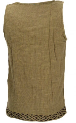 Ethno Tank Top Mit Handgefertigtem Druck, Goa Top - Khaki -Modebekleidungsgeschäft 37431 3 29 20234055holi 22 101
