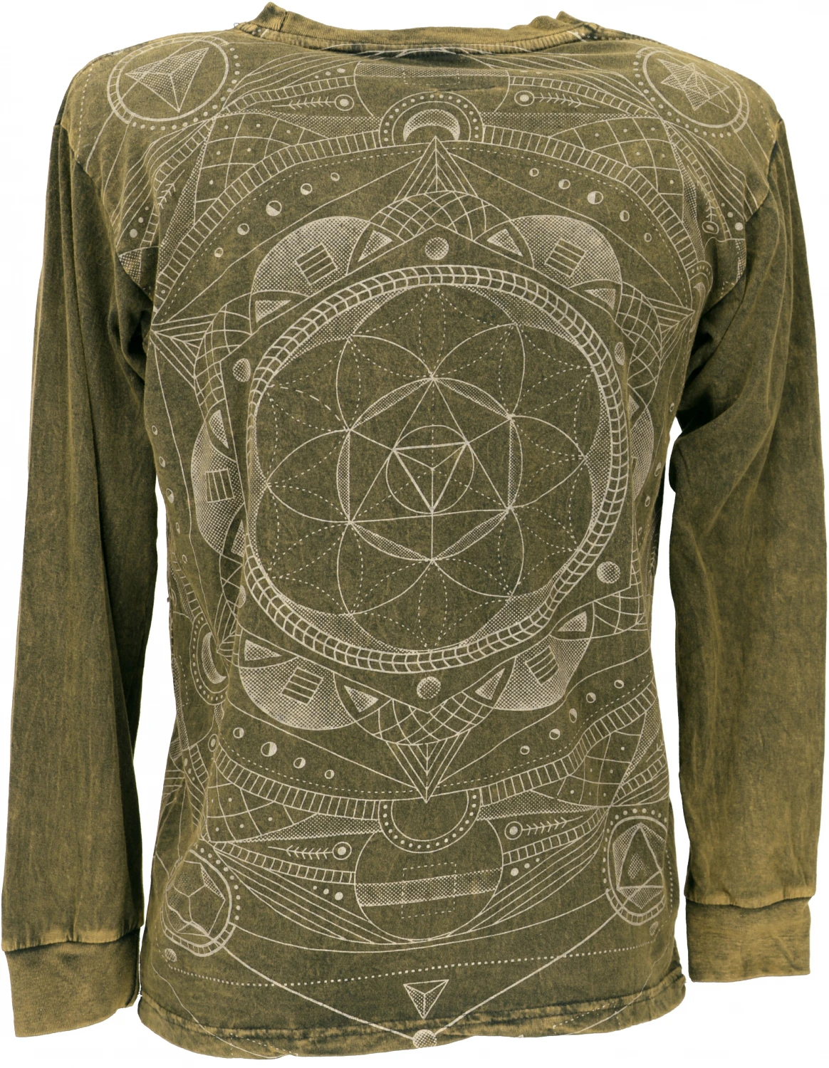 Langarmshirt Mandala, Stonewash Goa Shirt - Olivgrün 4 Langarmshirt Mandala, Stonewash Goa Shirt - Olivgrün – Bild 2