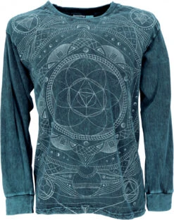 Langarmshirt Mandala, Stonewash Goa Shirt - Petrol