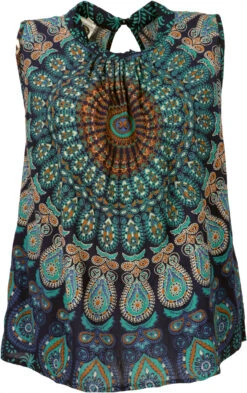 Boho Blusentop, Mandala Top - Blau/türkis