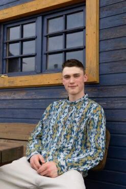 Freizeithemd, Goa Boho Hemd, Langarm Herrenhemd Mit Afrikanischem Druck, Stehkragenhemd - Indigo/curry 10 Freizeithemd, Goa Boho Hemd, Langarm Herrenhemd Mit Afrikanischem Druck, Stehkragenhemd - Indigo/curry -Modebekleidungsgeschäft 37541 12356 dsc6784