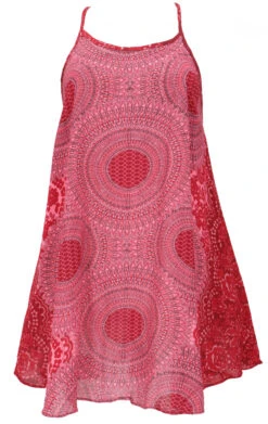 Boho Mandala Minikleid, Trägerkleid, Strandkleid, Tank Top - Rot