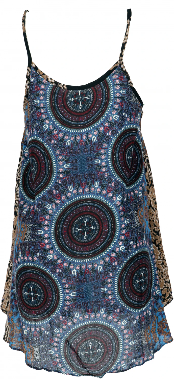 Boho Dashiki Minikleid, Trägerkleid, Strandkleid - Petrol/braun 4 Boho Dashiki Minikleid, Trägerkleid, Strandkleid - Petrol/braun – Bild 2