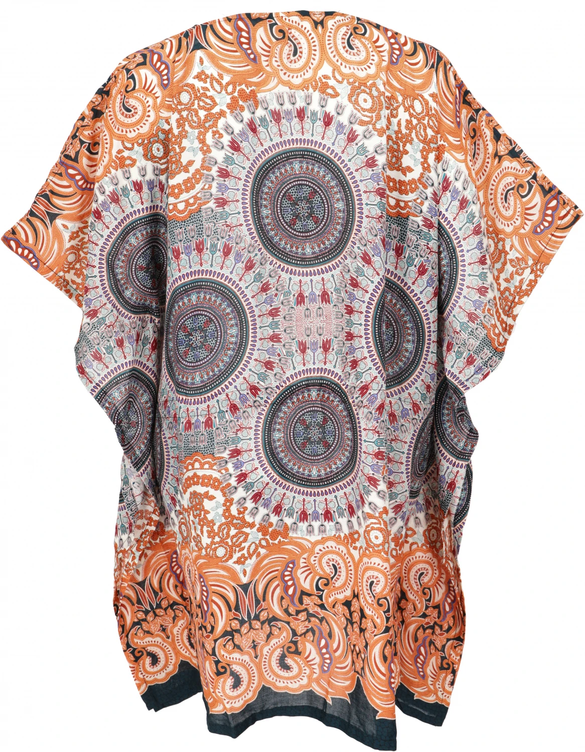 Poncho, Mandala Tunika, Boho Kaftan, Kurzarm Strandtunika Für Starke Frauen - Orange 6 Poncho, Mandala Tunika, Boho Kaftan, Kurzarm Strandtunika Für Starke Frauen - Orange – Bild 4