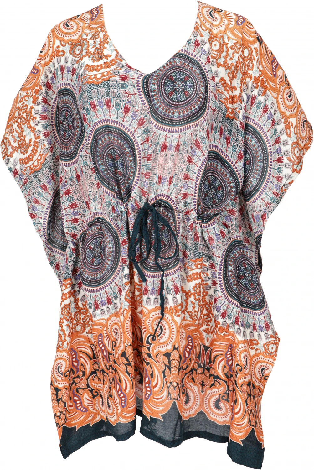 Poncho, Mandala Tunika, Boho Kaftan, Kurzarm Strandtunika Für Starke Frauen - Orange 5 Poncho, Mandala Tunika, Boho Kaftan, Kurzarm Strandtunika Für Starke Frauen - Orange – Bild 3