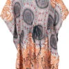 Poncho, Mandala Tunika, Boho Kaftan, Kurzarm Strandtunika Für Starke Frauen - Orange -Modebekleidungsgeschäft 38176 me shop 178