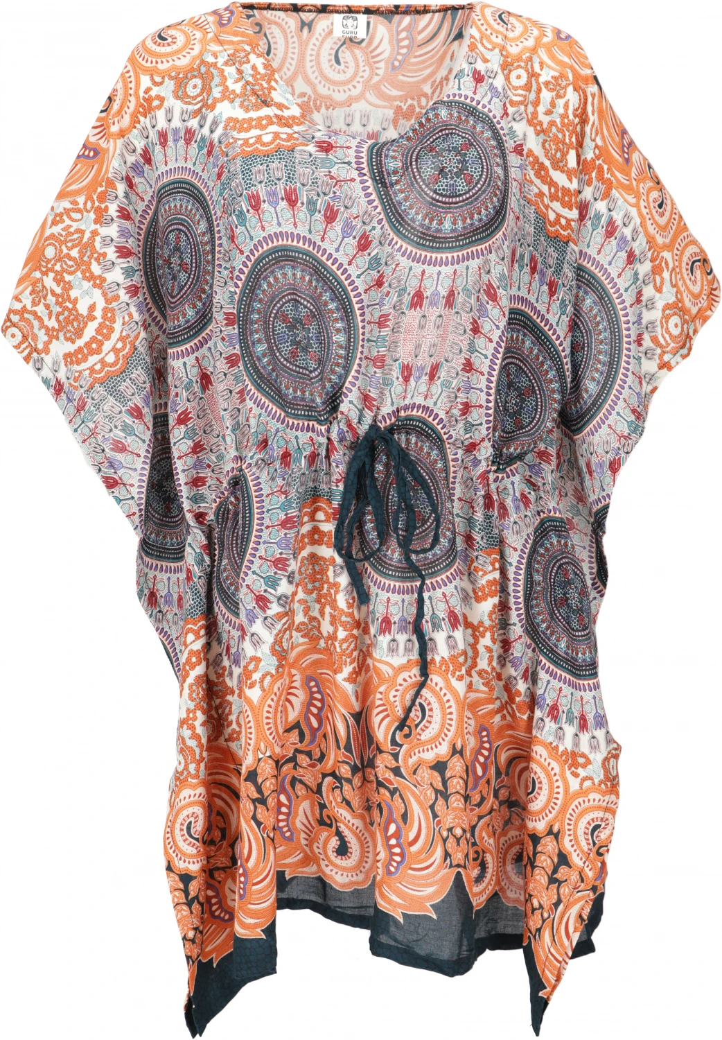 Poncho, Mandala Tunika, Boho Kaftan, Kurzarm Strandtunika Für Starke Frauen - Orange 3 Poncho, Mandala Tunika, Boho Kaftan, Kurzarm Strandtunika Für Starke Frauen - Orange