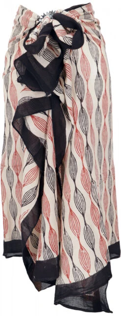 Leichter Pareo, Sarong, Handbedrucktes Baumwolltuch - Rot Kombination 14 - 160x100 Cm -Modebekleidungsgeschäft 38449 3 29 20234055desert garments duenne tuecher 325
