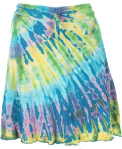 Batik Hippie Minirock, Boho Sommerrock, Bandeau Top - Petrol/lemon