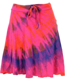 Batik Hippie Minirock, Boho Sommerrock, Bandeautop- Pink