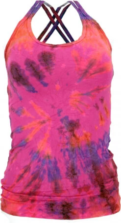 Sommerliches Batik Yoga Top, Unikat Tie Dye Top - Pink