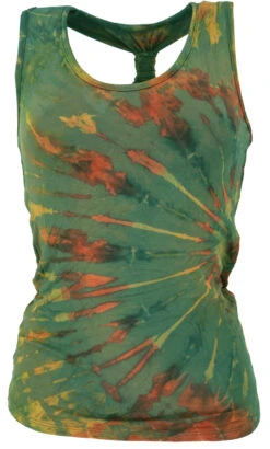 Batik Hippie Top, Unikat Tank Top - Olive