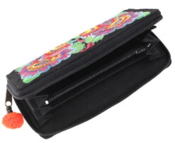 Besticktes Ethno Portemonnaie Chiang Mai - Schwarz/gelb - 10x20x3 Cm -Modebekleidungsgeschäft 38817 11 2133 1359taschen thailand 2023 105