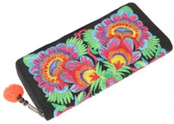 Besticktes Ethno Portemonnaie Chiang Mai - Schwarz/gelb - 10x20x3 Cm -Modebekleidungsgeschäft 38817 11 2133 1359taschen thailand 2023 106
