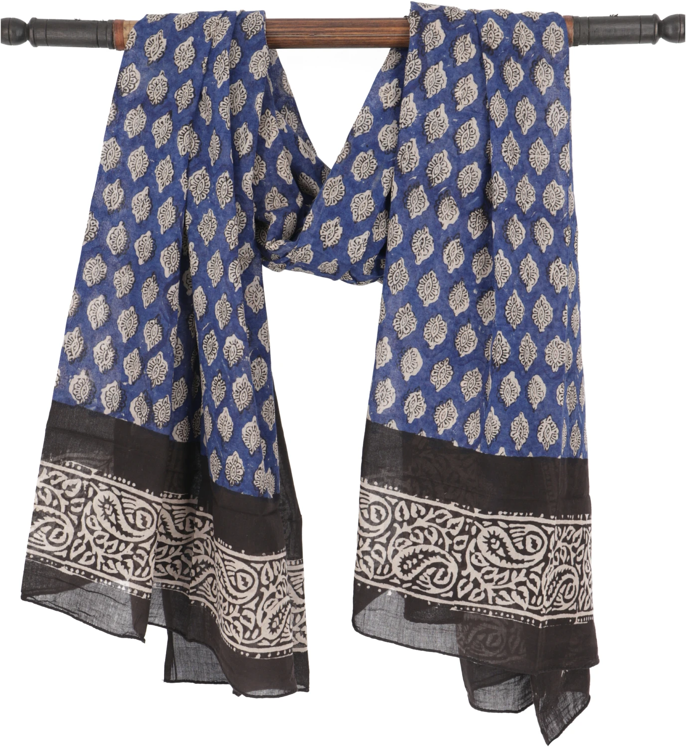 Leichter Pareo, Sarong, Handbedrucktes Baumwolltuch - Blau Kombination 11 - 190x120 Cm 3 Leichter Pareo, Sarong, Handbedrucktes Baumwolltuch - Blau Kombination 11 - 190x120 Cm