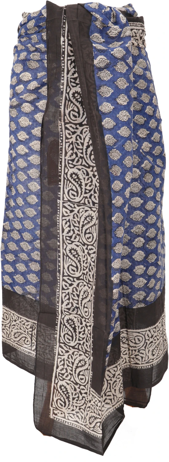 Leichter Pareo, Sarong, Handbedrucktes Baumwolltuch - Blau Kombination 11 - 190x120 Cm 6 Leichter Pareo, Sarong, Handbedrucktes Baumwolltuch - Blau Kombination 11 - 190x120 Cm – Bild 4