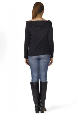 Langarmshirt Boho-chic Mit Schalkapuze - Schwarz -Modebekleidungsgeschäft 38961 3 29 20234055 ago0541