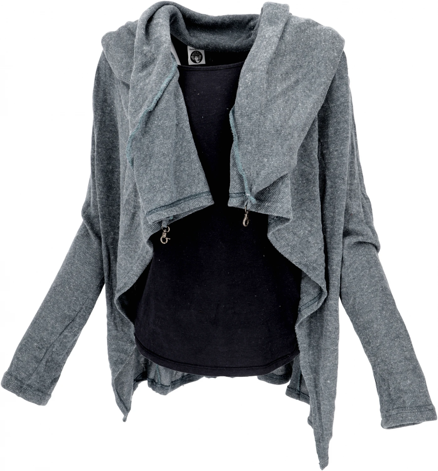 Wickel-Strickjacke Mit Weiter Schalkapuze - Granitgrau 5 Wickel-Strickjacke Mit Weiter Schalkapuze - Granitgrau – Bild 3