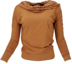 Lockeres Longshirt Aus Bio-Baumwolle, Boho Shirt Schalkapuze - Caramel -Modebekleidungsgeschäft 39615 trance trip 2022 38