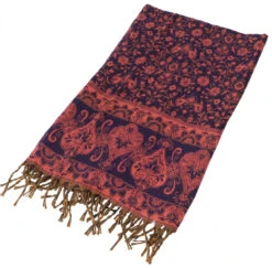 Weicher Pashmina Schal / Stola Mit Paisley Muster - Orangrot/blau - 200x60 Cm -Modebekleidungsgeschäft 39780 11 2133 1359kashi schals 2022 110