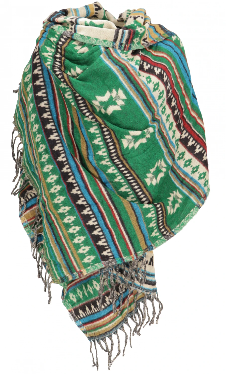 Weicher Pashmina Schal / Stola, Schultertuch - Maya Muster Tannengrün - 200x60 Cm 3 Weicher Pashmina Schal / Stola, Schultertuch - Maya Muster Tannengrün - 200x60 Cm