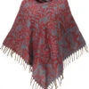 Ethno, Hippie Poncho Mit Langer Zipfelkapuze - Weinrot/petrol -Modebekleidungsgeschäft 39999 3 th 202340559x1sure 2023 25