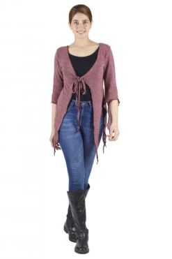 Kurze Pixi Strickjacke - Altrosa -Modebekleidungsgeschäft 40036 h 22 ago3135