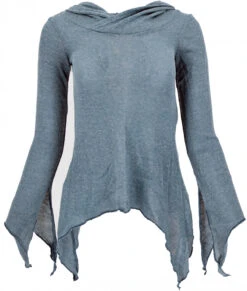 Pixishirt Mit Kapuze, Elfen Pullover - Taubenblau
