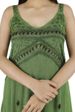 Besticktes Indisches Kleid, Boho Minikleid - Grün Design 1 -Modebekleidungsgeschäft 40246 h 22 ago1804