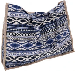 Riesige Boho Strandtasche, Shopper, Einkaufstasche - Blau - 47x60x10 Cm