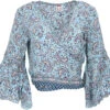 Kurztop, Boho Blusentop, Wickeltop, Wickelbluse - Blau -Modebekleidungsgeschäft 40656 12356 0606kashi 2023 88