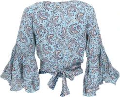 Kurztop, Boho Blusentop, Wickeltop, Wickelbluse - Blau -Modebekleidungsgeschäft 40656 12356 0606kashi 2023 89