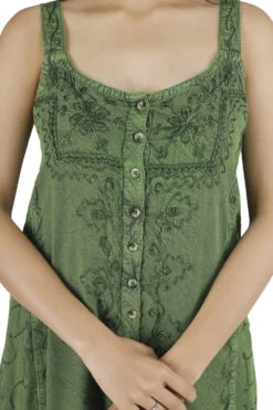 Besticktes Indisches Kleid, Boho Minikleid - Grün Design 9 -Modebekleidungsgeschäft 40672 h 22 ago1704