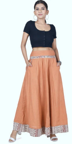 Boho Maxirock Hippie Chic, Langer Baumwoll Sommerrock - Rost -Modebekleidungsgeschäft 40906 3 29 20234055 ago1246