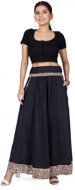 Boho Maxirock Hippie Chic, Langer Baumwoll-Sommerrock - Schwarz -Modebekleidungsgeschäft 40973 3 29 20234055 ago1261