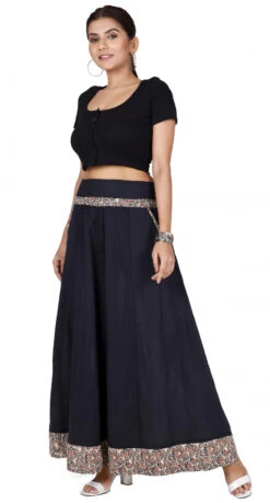 Boho Maxirock Hippie Chic, Langer Baumwoll-Sommerrock - Schwarz -Modebekleidungsgeschäft 40973 3 29 20234055 ago1264