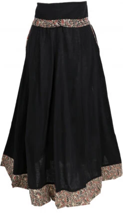 Boho Maxirock Hippie Chic, Langer Baumwoll-Sommerrock - Schwarz -Modebekleidungsgeschäft 40973 3 29 20234055holi 22 51