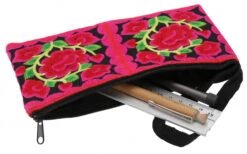 Kosmetiktasche Mit Folklore Stickerei, Kramtasche, Stiftmäppcheni - Schwarz - 10x20 Cm -Modebekleidungsgeschäft 41485 11 2133 1359taschen thailand 2023 42