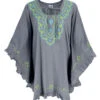 Bestickter Hippie Poncho, Tunika, Kaftan, Strandkleid, Maxi Größe - Grau -Modebekleidungsgeschäft 41548 f 19 07 nepal jacken 33