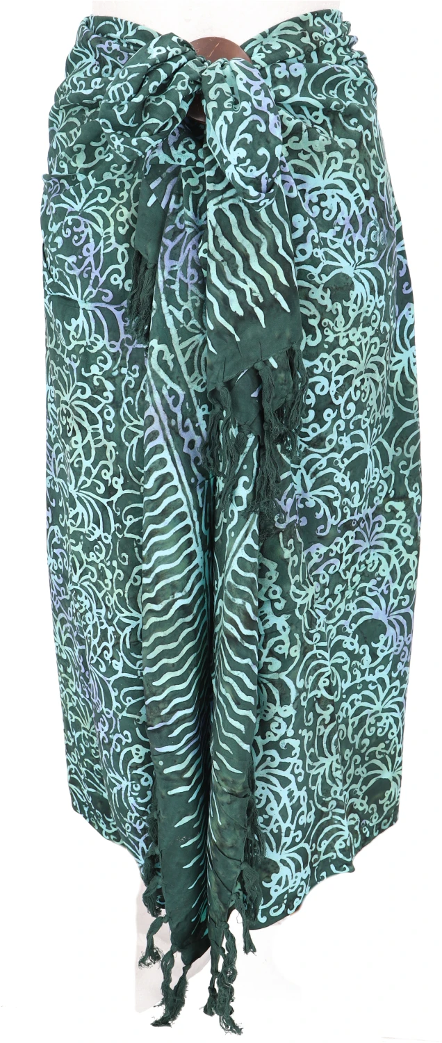 Bali Batik Sarongkleid, Wickelrock, Sarong, Strand Tuch Mit Sarongschnalle - Design 1/grün - 160x100 Cm 5 Bali Batik Sarongkleid, Wickelrock, Sarong, Strand Tuch Mit Sarongschnalle - Design 1/grün - 160x100 Cm – Bild 3