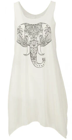 Minikleid Mit Ethnodruck - Creme / Elefant