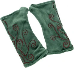 Bestickte Handstulpen Aus Samt, Wendestulpen - Grün