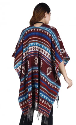 Inka Ponchoschal, Poncho, Cape Schal - Rotbraun/petrol -Modebekleidungsgeschäft 42478 3 th 202340559x1 ago0566