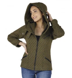 Goa Festival Jacke "Flower Of Life", Jacke Mit Weiter Kapuze - Olivegrün -Modebekleidungsgeschäft 42572 h 22 ago2007