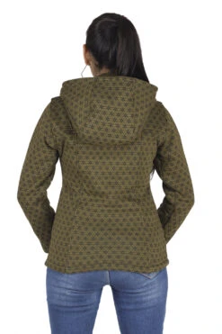 Goa Festival Jacke "Flower Of Life", Jacke Mit Weiter Kapuze - Olivegrün -Modebekleidungsgeschäft 42572 h 22 ago2015
