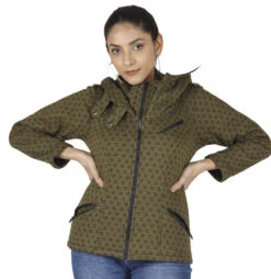 Goa Festival Jacke "Flower Of Life", Jacke Mit Weiter Kapuze - Olivegrün -Modebekleidungsgeschäft 42572 h 22 ago2016