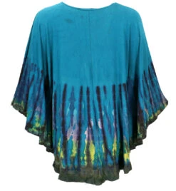 Batik Poncho, Tunika, Boho Kaftan, Maxibluse - Petrol/blau -Modebekleidungsgeschäft 42852 12356batik thailand tops 127