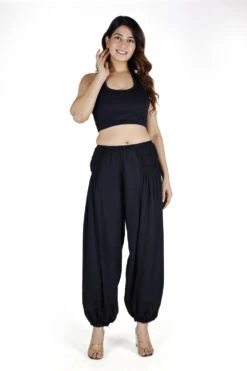 Luftige Muckhose, Boho Pluderhose, Pumphose - Schwarz -Modebekleidungsgeschäft 43134 3 th 202340559x1 ago1361